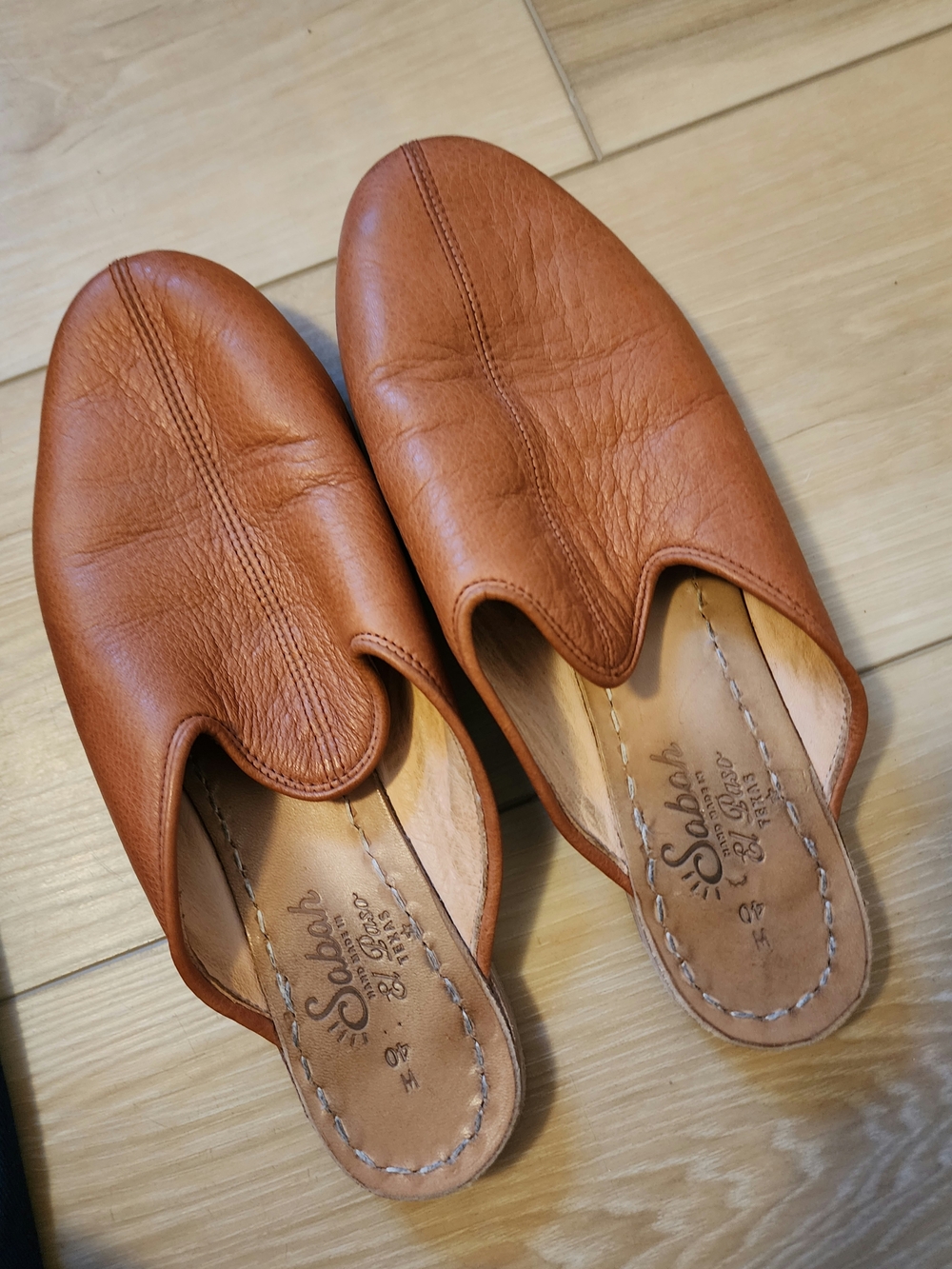 Sabah Women's Tan Leather Slip-On Mules - Picture 1 of 4